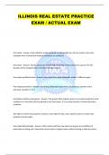 ILLINOIS REAL ESTATE PRACTICE EXAM &sol; ACTUAL EXAM