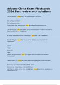 Arizona Civics Test &lpar;2024 Edition&rpar; Exam Questions with verified solutiolns  1&period; What is the supreme law of the land&quest; - Ans the Constitution  2&period; What does the Constitution do&quest; - Ans sets up the government defines the government protects basic rights of Amer