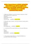 APEA- Psych Pharm LATEST UPDATED 2025&sol;2026 Exam WITH COMPLETE Questions and SURE VERIFIED Answers 100&percnt; GRADED AT A&plus; SCORE GUARANTEED PASS&excl;&excl;