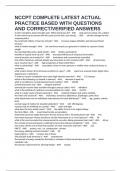 NCCPT COMPLETE LATEST ACTUAL PRACTICE BASED WITH QUESTIONS AND CORRECT&sol;VERIFIED ANSWERS
