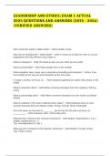 LEADERSHIP AND ETHICS&semi; EXAM 1 ACTUAL 2025 QUESTIONS AND ANSWERS 