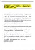 LEADERSHIP & ETHICS EXAM 1 QUESTIONS AND DETAILED CORRECT ANSWERS&semi; A&plus; GRADE STUDY