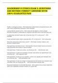 LEADERSHIP & ETHICS EXAM 2&semi; QUESTIONS AND REVISED CORRECT ANSWERS 