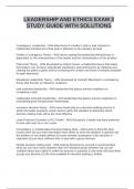 LEADERSHIP AND ETHICS EXAM 2 STUDY GUIDE WITH SOLUTIONS