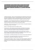 LEADERSHIP AND ETHICS FINAL EXAM TEST BANK REAL EXAM QUESTIONS AND CORRECT DETAILED ANSWERS