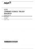 GCSE JUNE 2024 AQA  COMBINED SCIENCE TRILOGY PAPER 1 MARK SCHEME