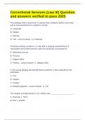 Correctional Services &lpar;Law III&rpar; Question and answers verified to pass 2025