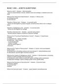 BHSC 1200 &ndash; JOINTS QUESTIONS