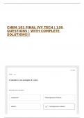 CHEM 101 FINAL IVY TECH &vert; 139 QUESTIONS &vert; WITH COMPLETE SOLUTIONS&excl;&excl;