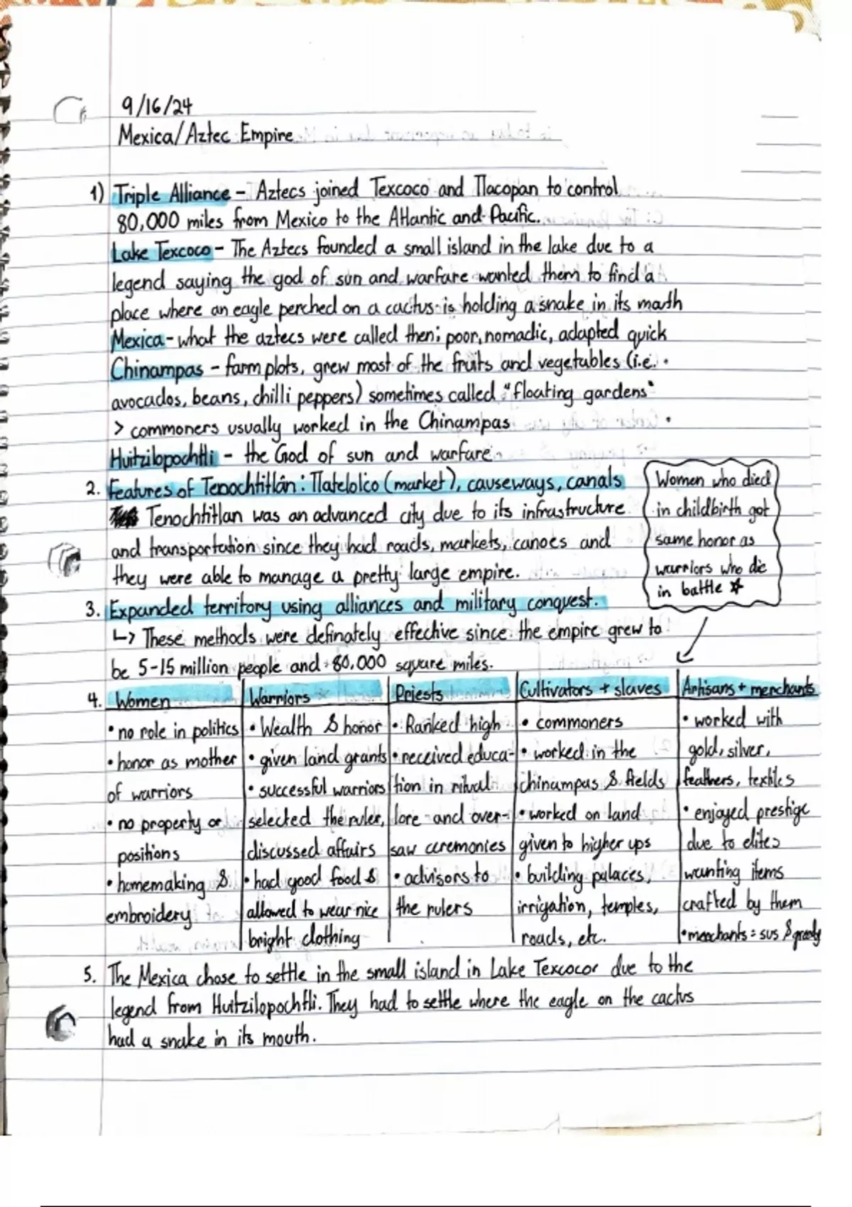 Mexica/Aztec Empire and Inca Empire Notes (AP World History) - AP World