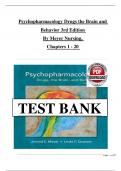 Psychopharmacology Drugs the Brain and Behavior 3rd Edition By Meyer Nursing&comma; Verified Chapters 1 - 20