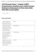 ACE Personal Trainer - Chapter 8 2025&rpar; comprehensive questions and verified answers &lpar;Detailed & Elaborated&rpar; ACTUAL EXAM 2025 TEST 100&percnt; Solved 2025&excl;&excl;