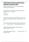FOOD General Science Grade 8 Exam Question & Answers 2025&period;docx