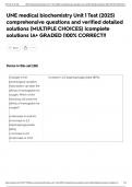 UNE medical biochemistry Unit 1 Test &lpar;2025&rpar; comprehensive questions and verified detailed solutions &lpar;MULTIPLE CHOICES&rpar; &vert;complete solutions &vert;A&plus; GRADED &vert;100&percnt; CORRECT&excl;&excl;