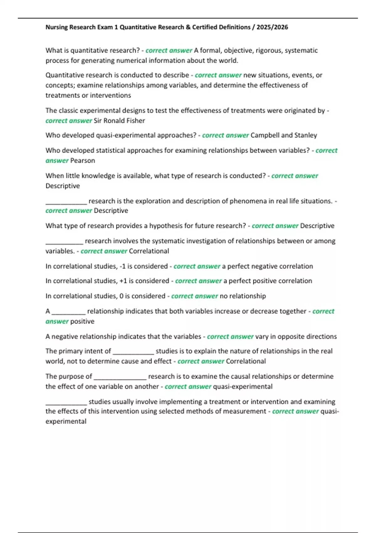 Nursing Research Exam 1 Quantitative Research & Certified Definitions ...