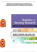 Solution Manual for Statistics for Nursing Research A Workbook for Evidence-Based Practice 3rd Edition Susan Grove Daisha