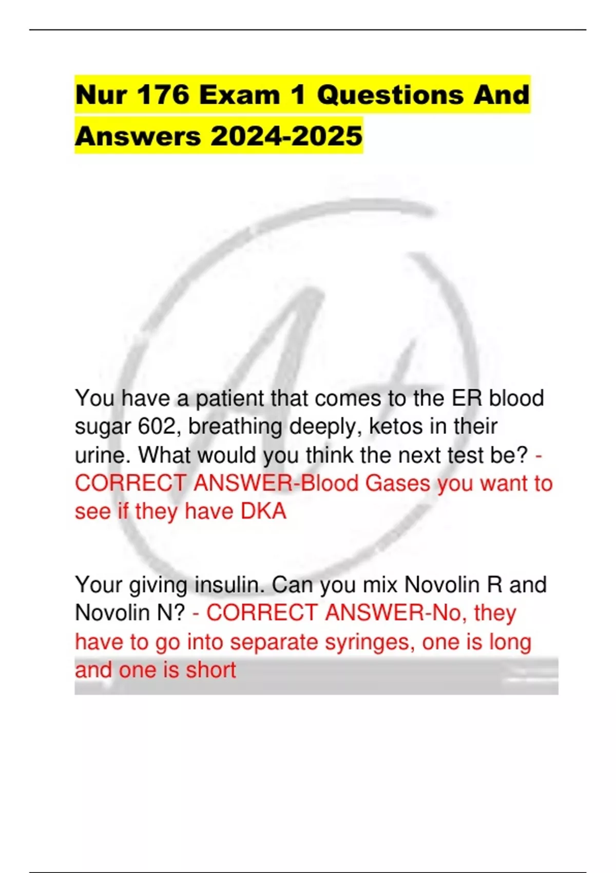 Nur 176 Exam 1 Questions And Answers - Nur 176 Exm 1 Quetions And ...