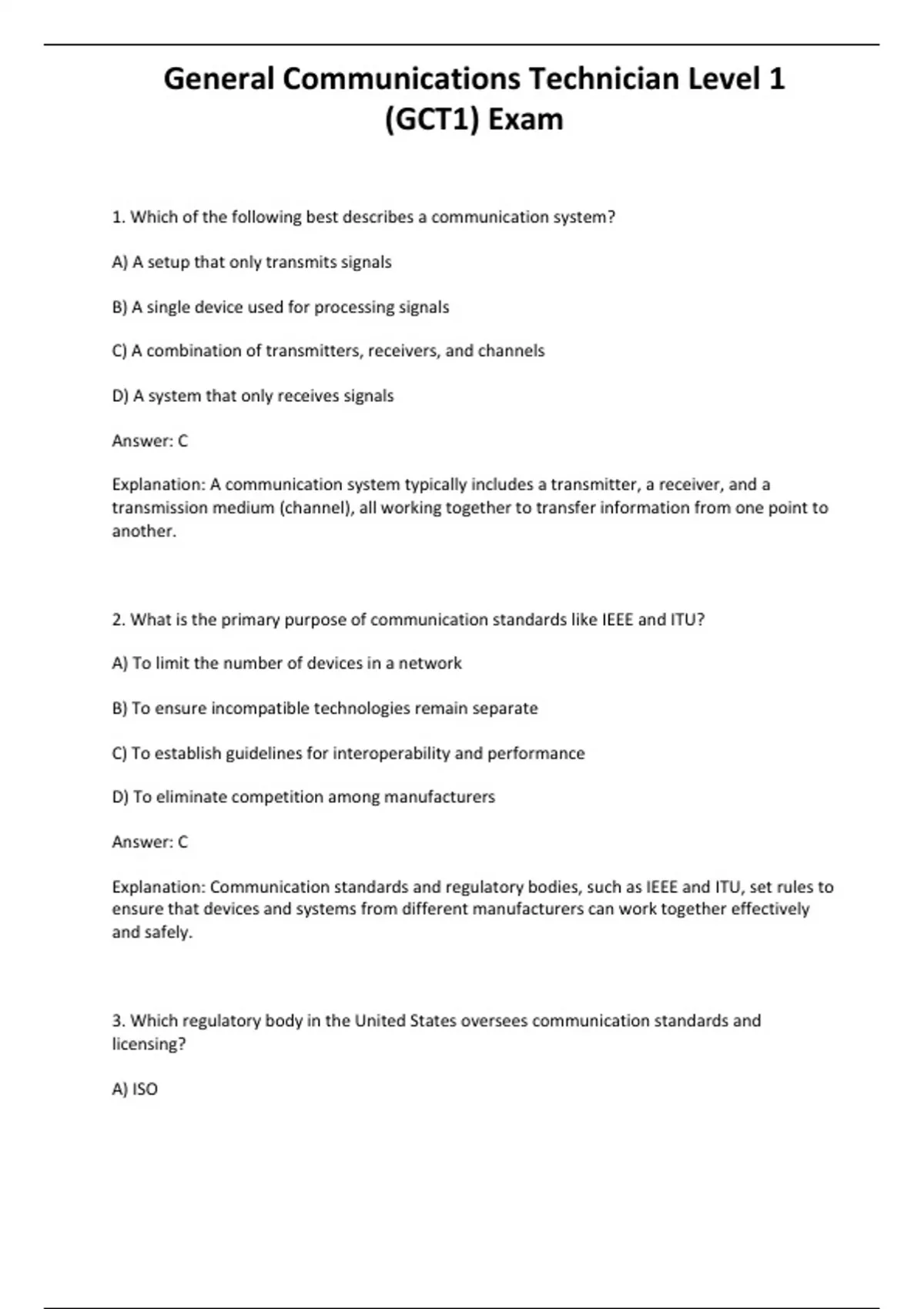 General Communications Technician Level 1 (GCT1) Exam - Computers - Stuvia US
