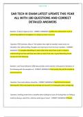 SAR TECH III EXAM LATEST UPDATE THIS YEAR ALL WITH 180 QUESTIONS AND CORRECT DETAILED ANSWERS