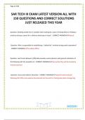 SAR TECH III EXAM LATEST VERSION ALL WITH 150 QUESTIONS AND CORRECT SOLUTIONS JUST RELEASED THIS YEAR