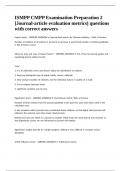ISMPP CMPP Examination Preparation 2 -Journal-article evaluation metrics- questions with correct answers&period;