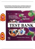 TEST BANK For Critical Thinking&comma; Clinical Reasoning&comma; and Clinical Judgment A Practical Approach 7th Edition by Rosalinda Alfaro-LeFevre&comma; Verified Chapters 1 - 7&comma; Complete Newest Version