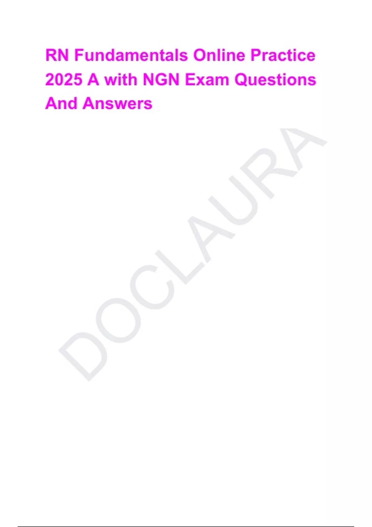 RN Fundamentals Online Practice 2025 A with NGN Exam Questions And ...
