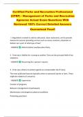 Certified Parks and Recreation Professional  &lpar;CPRP&rpar; - Management of Parks and Recreation  Agencies Actual Exam Questions With  Reviewed 100&percnt; Correct Detailed Answers   Guaranteed Pass&excl;&excl; 