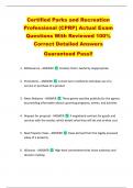 Certified Parks and Recreation  Professional &lpar;CPRP&rpar; Actual Exam  Questions With Reviewed 100&percnt;  Correct Detailed Answers   Guaranteed Pass&excl;&excl;