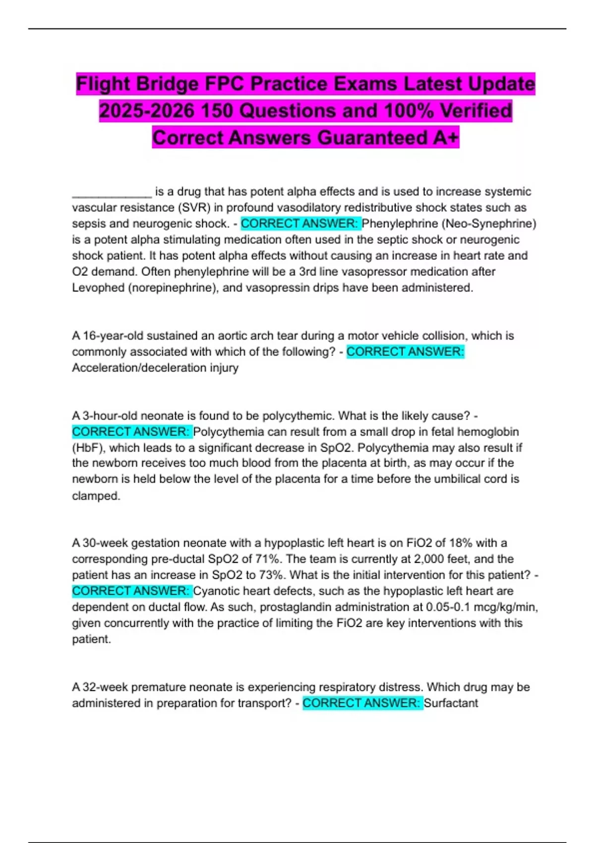 Flight Bridge FPC Practice Exams Latest Update Questions and 100% ...