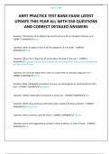 ARRT PRACTICE TEST BANK EXAM LATEST UPDATE THIS YEAR ALL WITH 550 QUESTIONS AND CORRECT DETAILED ANSWERS