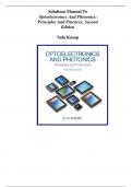 Solutions Manual To Optoelectronics And Photonics&colon; Principles And Practices&comma; Second Edition By Safa Kasap