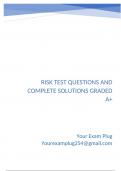 Risk tEST Questions and Complete Solutions Graded A&plus;&period;