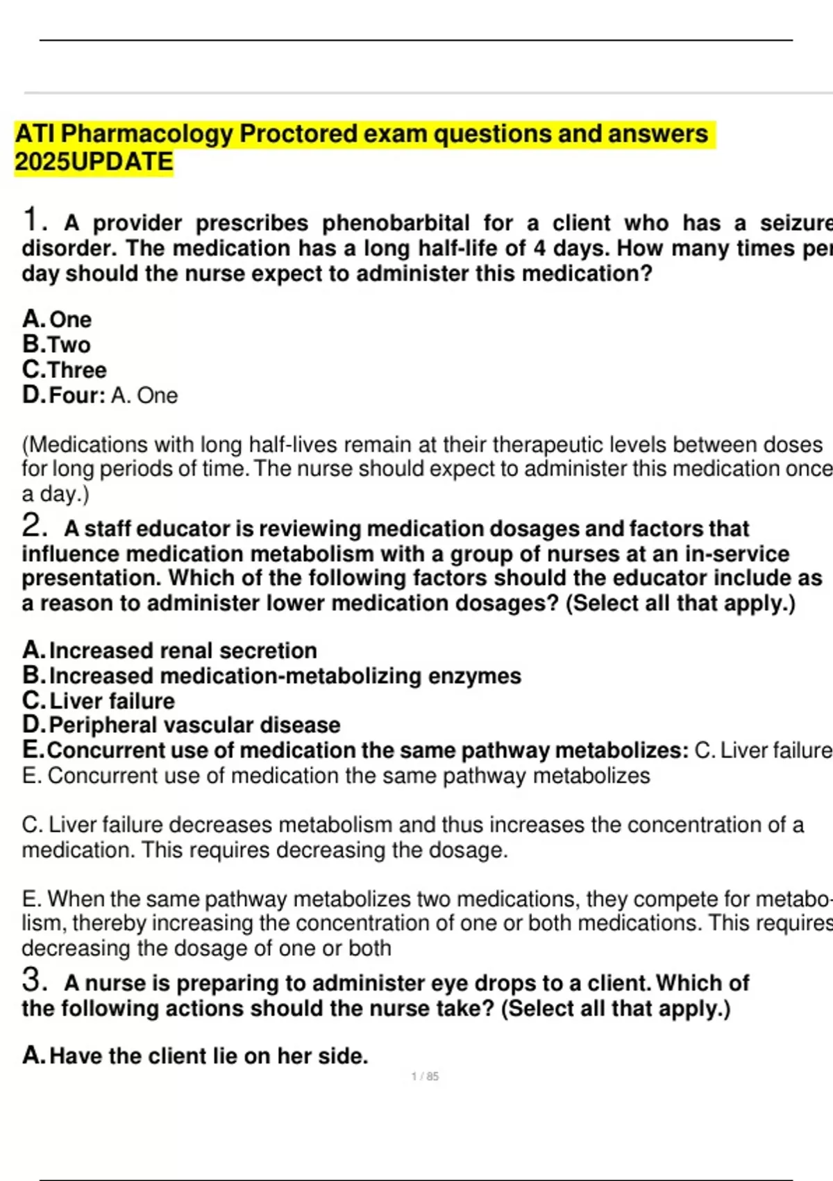 ATI Pharmacology Proctored exam questions and answers 2025UPDATE - ATI ...