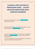 CLINICAL APPLICATION OF PERFUSION EXAM - LATEST UPDATED QUESTIONS WITH VERIFIED ANSWERS