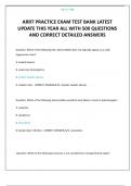 ARRT PRACTICE EXAM TEST BANK LATEST UPDATE THIS YEAR ALL WITH 500 QUESTIONS AND CORRECT DETAILED ANSWERS