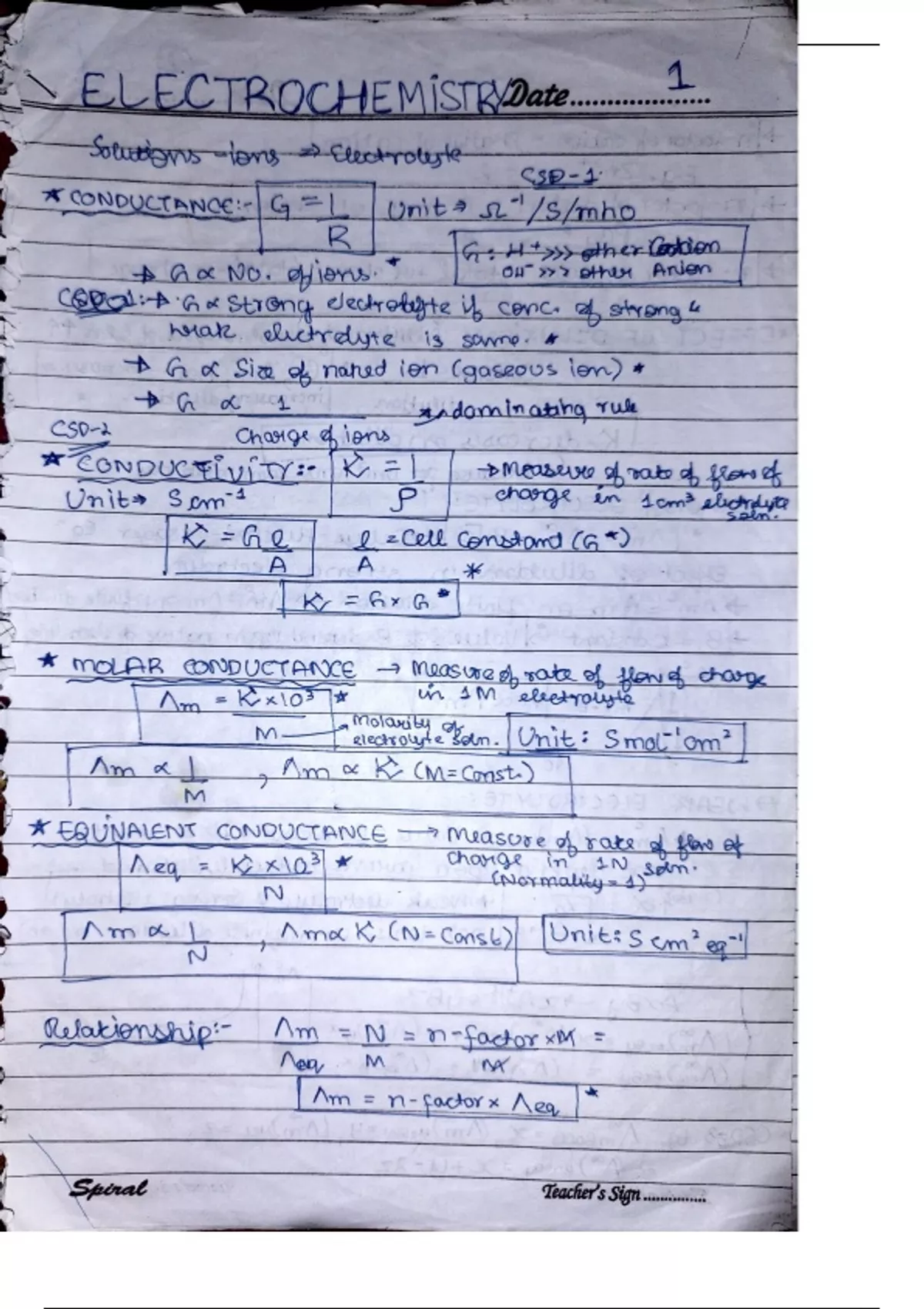 Summary Electrochemistry – Fast Revision Handwritten Notes | Important ...