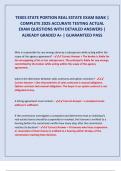 TEXES STATE PORTION REAL ESTATE EXAM BANK &vert;  COMPLETE 2025 ACCURATE TESTING ACTUAL  EXAM QUESTIONS WITH DETAILED ANSWERS &vert;  ALREADY GRADED A&plus; &vert; GUARANTEED PASS