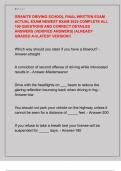 GRANITE DRIVING SCHOOL FINAL WRITTEN EXAM  ACTUAL EXAM NEWEST EXAM 2025 COMPLETE ALL  100 QUESTIONS AND CORRECT DETAILED  ANSWERS &lpar;VERIFIED ANSWERS&rpar; &vert;ALREADY  GRADED A&plus;&vert;LATEST VERSION&excl;&excl; 