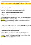2025 NFHS Baseball Exam Part 1 &lpar;Latest 2025 &sol; 2026 Update&rpar; Questions and Verified Answers &vert; 100&percnt; Correct &vert; Grade A&plus;