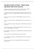 Nevada Secretary of State - Notary Exam Questions with correct answers
