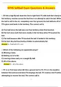 NFHS Softball Questions &lpar;Latest 2025 &sol; 2026 Update&rpar; Questions and Verified Answers &vert; 100&percnt; Correct &vert; Grade A&plus; 