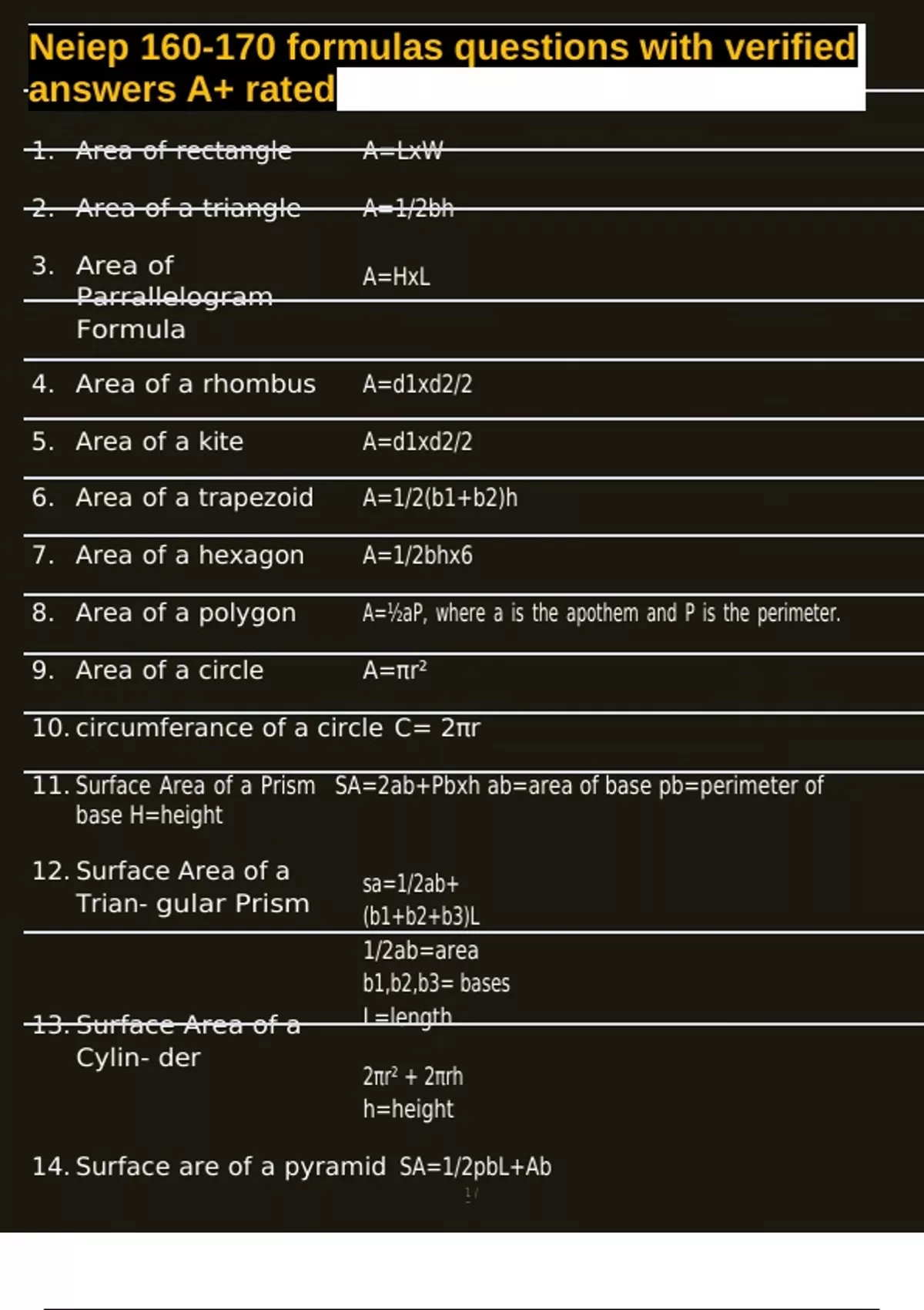 N160 Calculation Example Neiep 160-170 formulas questions with verified answers A+ rated - Neiep ...