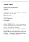 Tactical Planning Questions and Answers 100&percnt; Correct