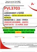 PVL3703 ASSIGNMENT 2 QUIZ MEMO - SEMESTER 1 - 2025 - UNISA - DUE &colon;  23 APRIL 2025 &lpar;INCLUDES EXTRA MCQ BOOKLET WITH ANSWERS - DISTINCTION GUARANTEED&rpar;