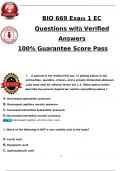 BIO 669 Exam 1 EC  Questions and Answers Updated &lpar;Verified Answers&rpar;