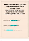 EXAM 2&colon; BIOS242&sol; BIOS 242 2025 UPDATE&vert;FUNDAMENTALS OF MICROBIOLOGY REVIEW&vert;COMPLETE VERIFIED QUESTIONS AND CORRECT ANSWERS&vert;EXCELLENT SCORES