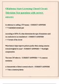 Oklahoma State Licensing Closed Circuit Television Test questions with correct answers