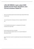 LRA 220 WEEK 2 quiz Latest 2025 Update Actual Exam Questions and Correct Answers Rated A&plus;