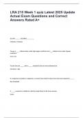 LRA 215 Week 1 quiz Latest 2025 Update Actual Exam Questions and Correct Answers Rated A&plus;